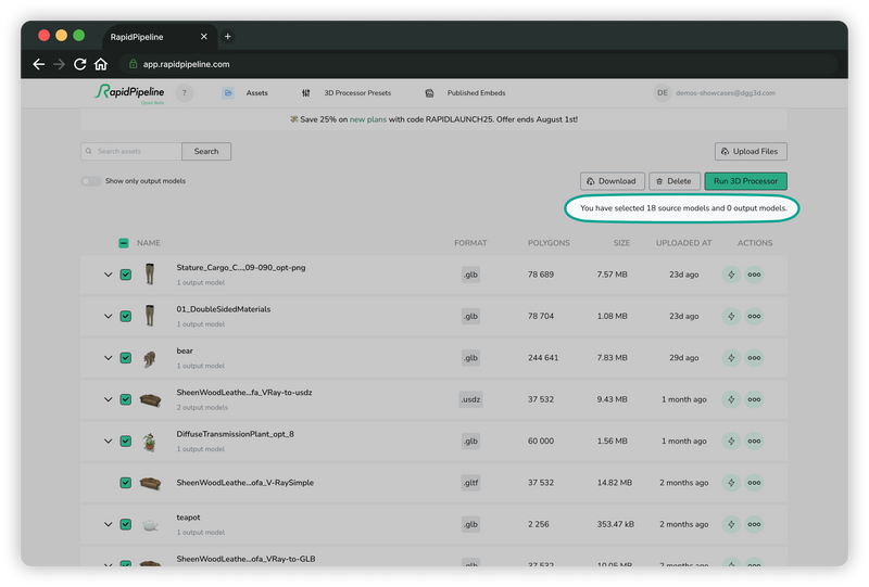 RapidPipeline batch processing