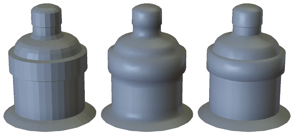 A model with differing angles of mesh normals