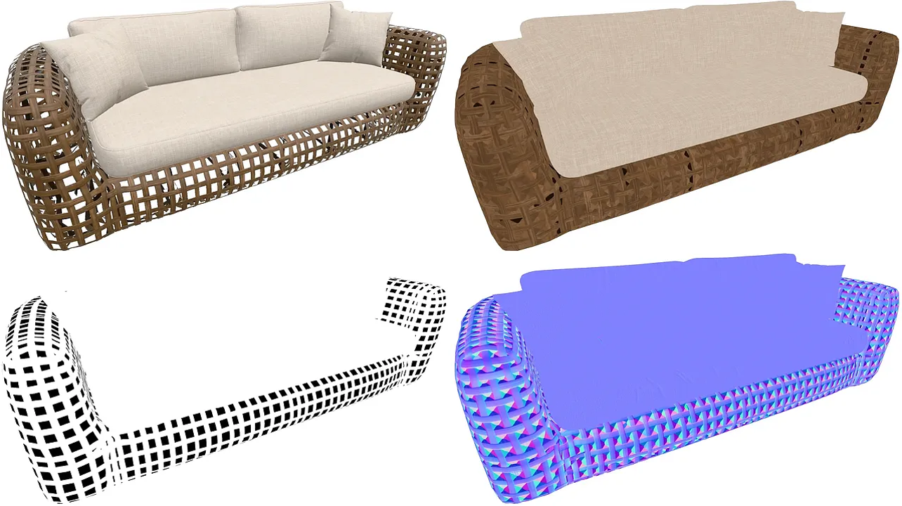 The PBR texture passes after remeshing