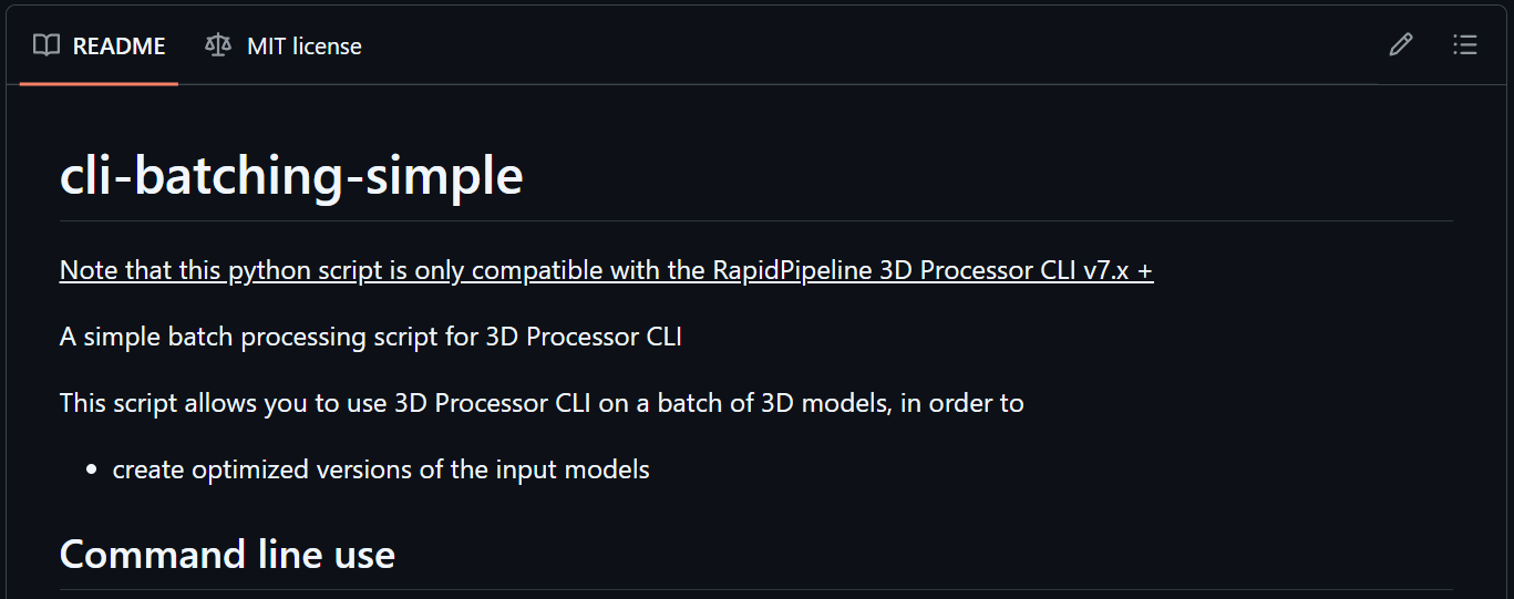 Screenshot of the GitHub repo for Batch Processing