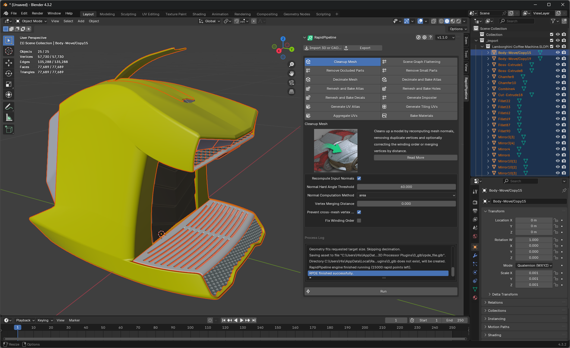Screenshot of the input model