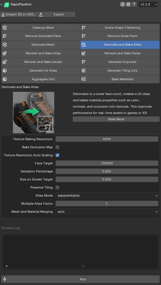 Screenshot of the action UI