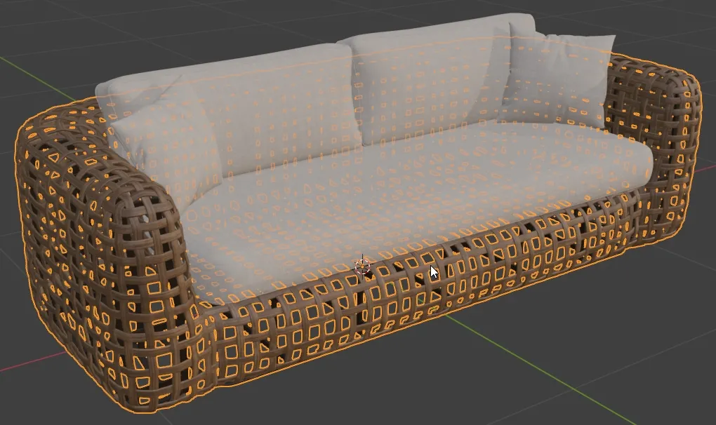 Screenshot of the Blender Main Window with wicker selected