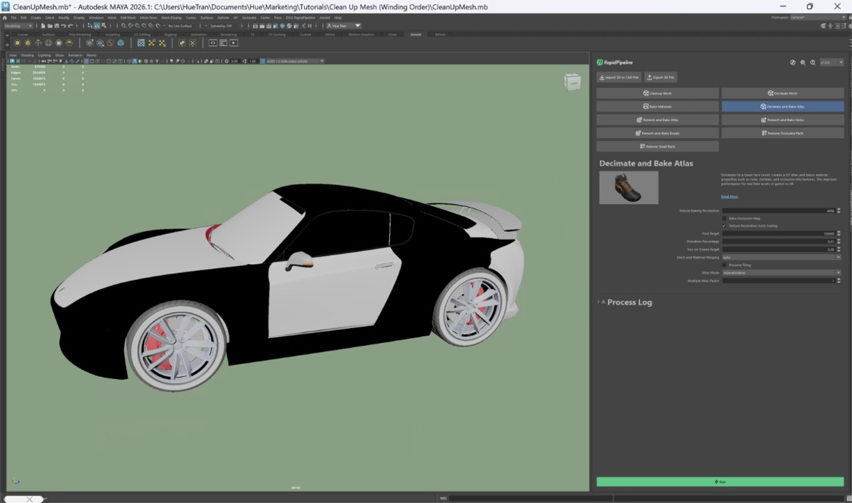 Screenshot of the input model