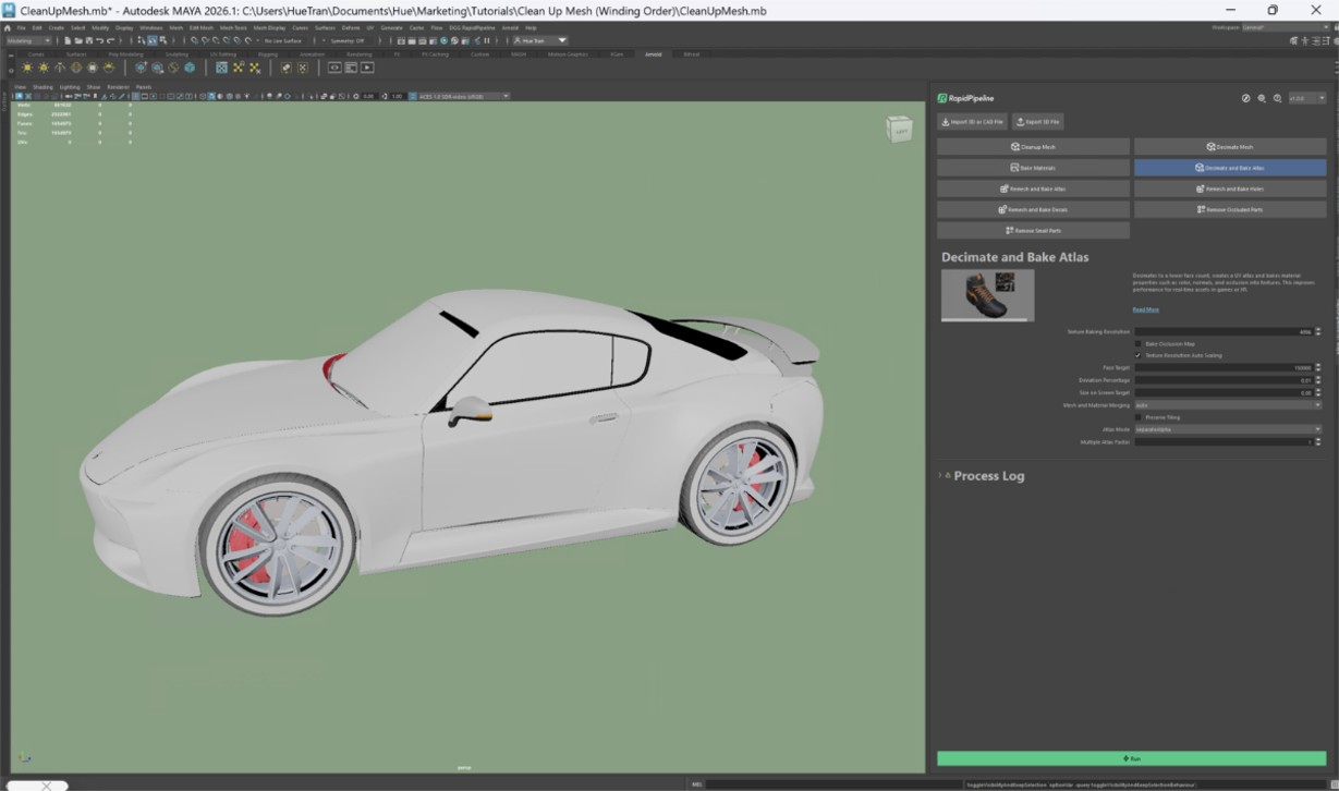 Screenshot of the input model