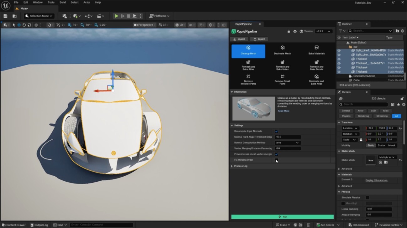 Screenshot of the input model
