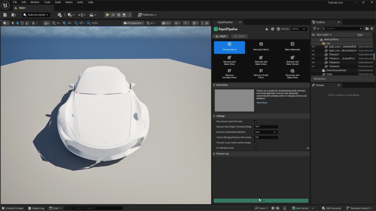 Screenshot of the input model