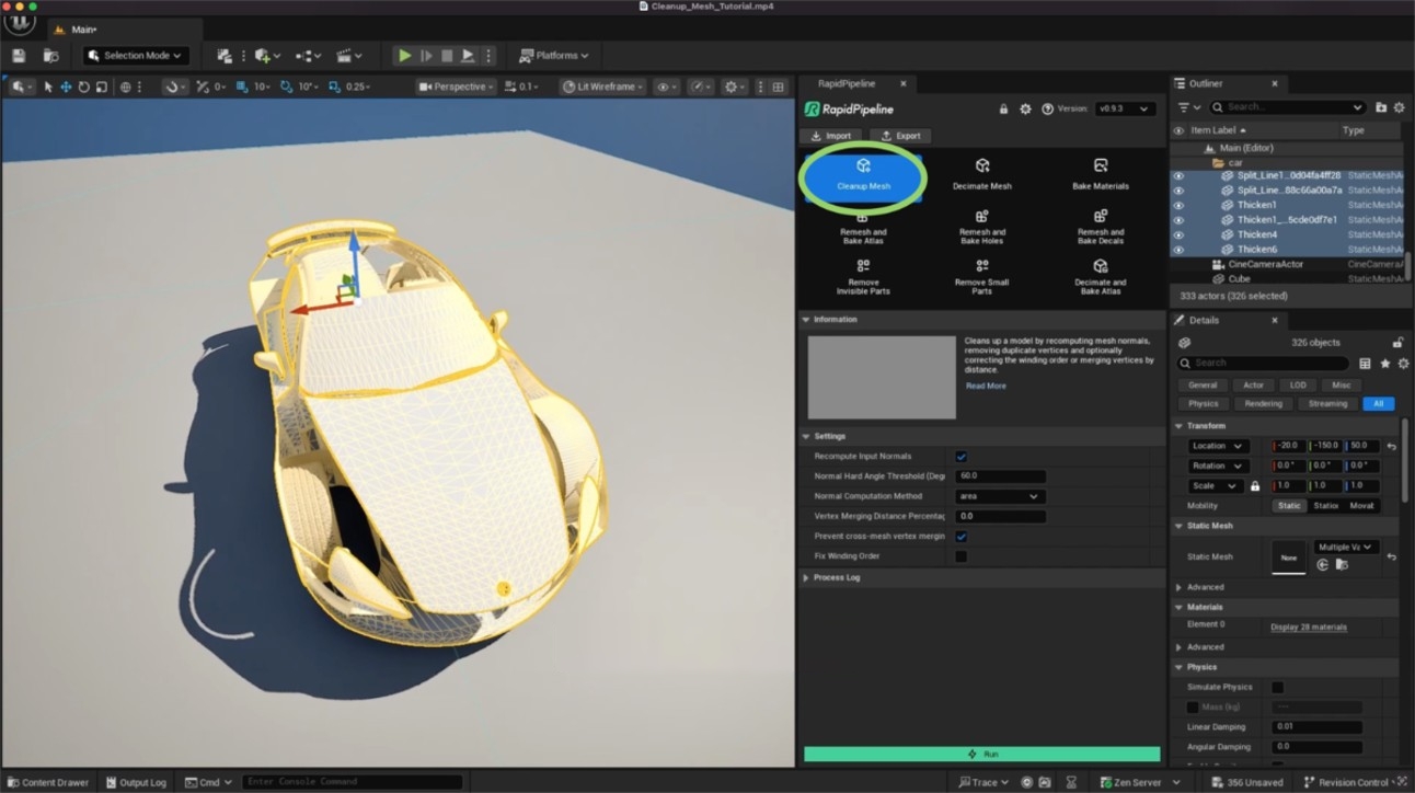 Screenshot of the input model
