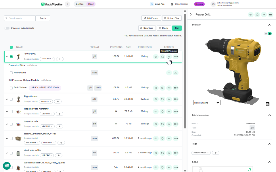 Web platform interface screenshot
