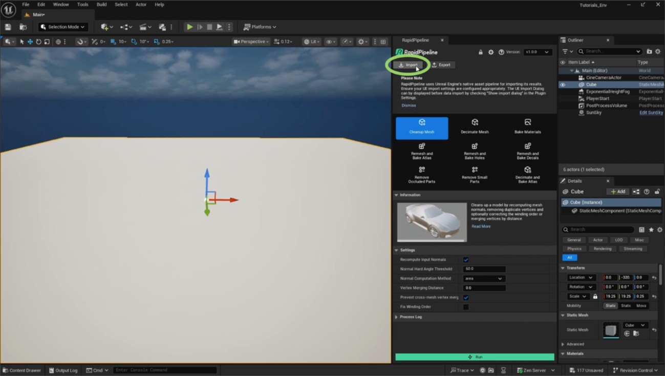 Screenshot of the input model