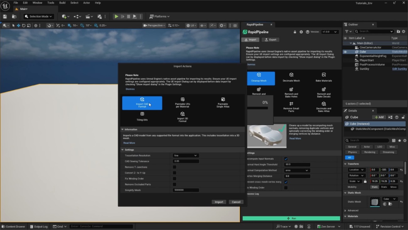 Screenshot of the input model