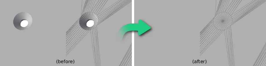 Screenshot of before/after defeaturing