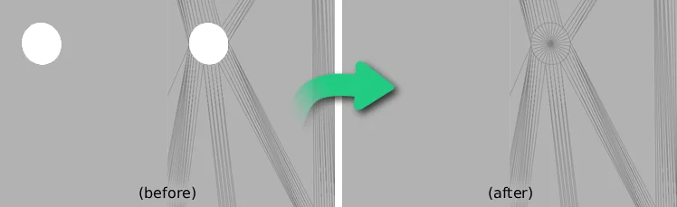 Screenshot of before/after defeaturing