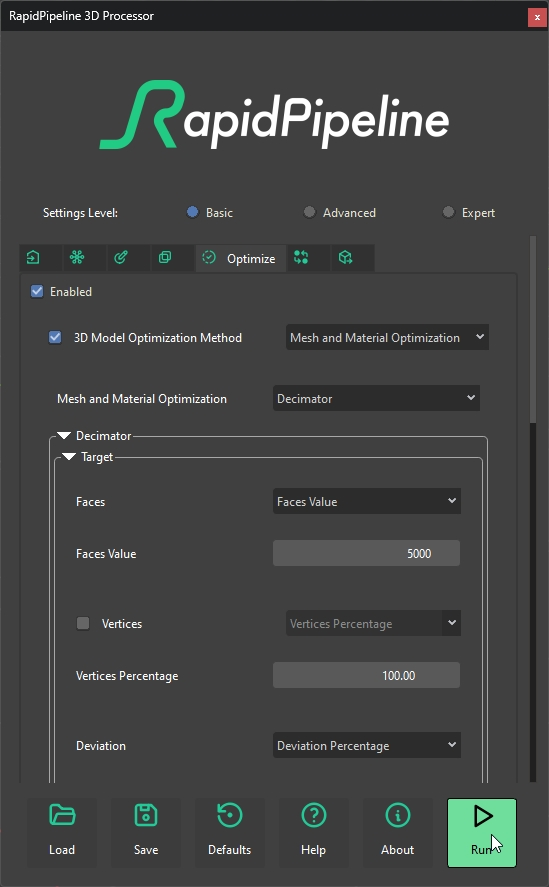 Interface for the RapidPipeline Blender Plugin