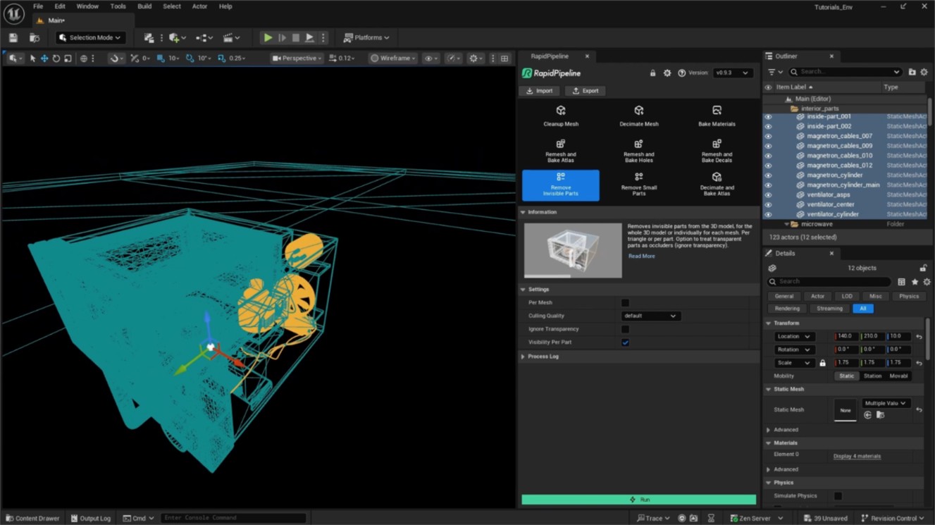 Screenshot of the input model