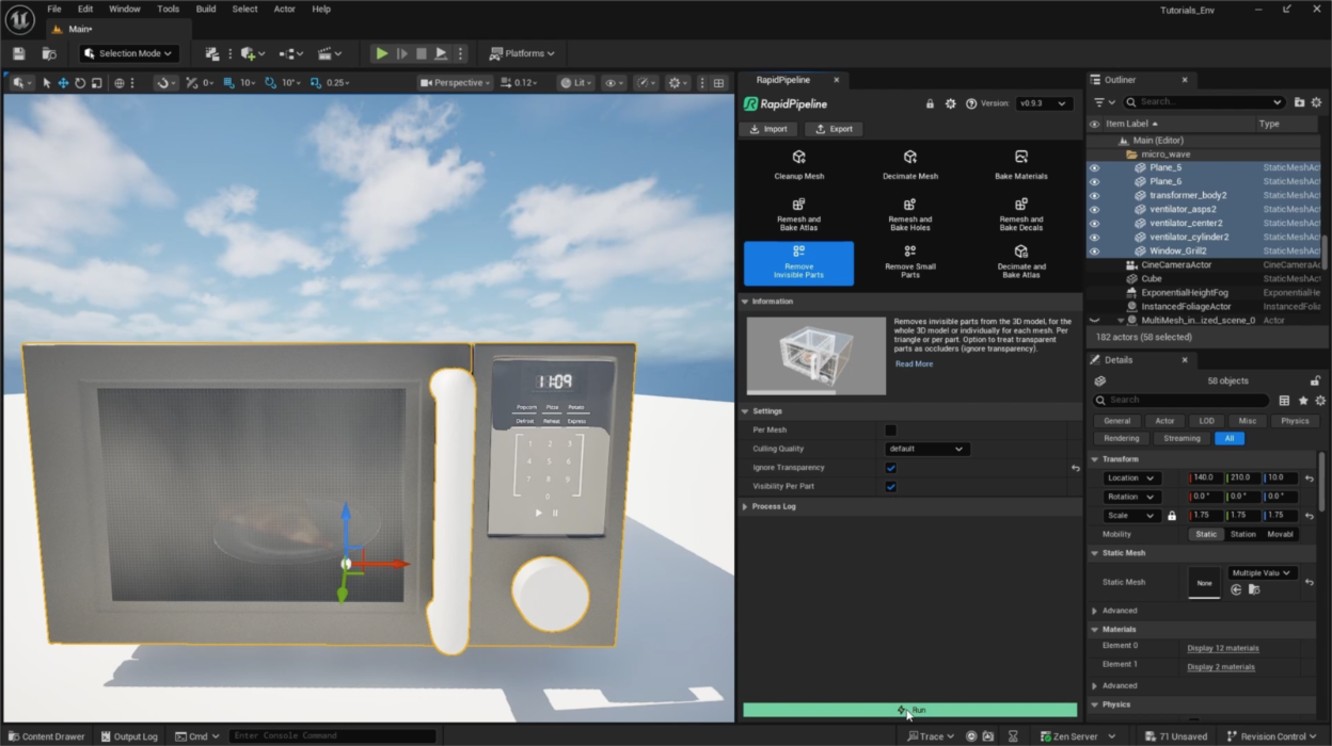 Screenshot of the input model