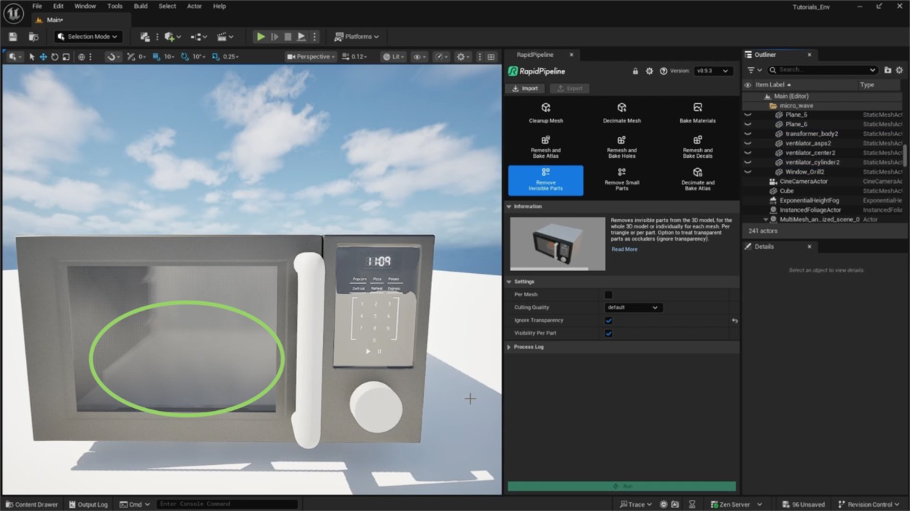 Screenshot of the input model