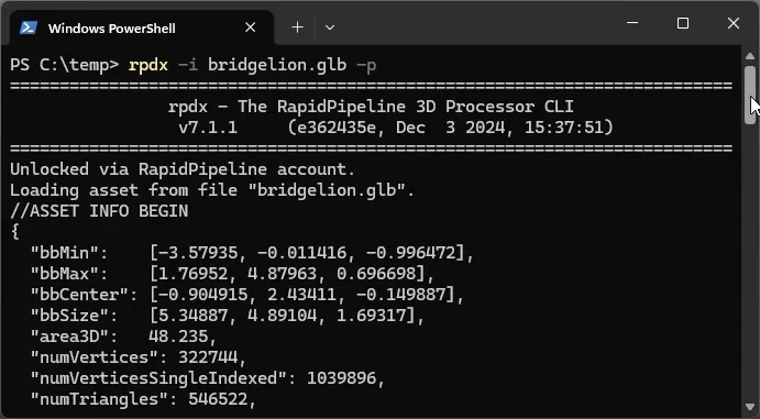 Results of the Print command in the CLI