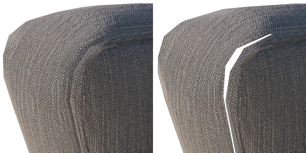 Two closeups of the chair arm