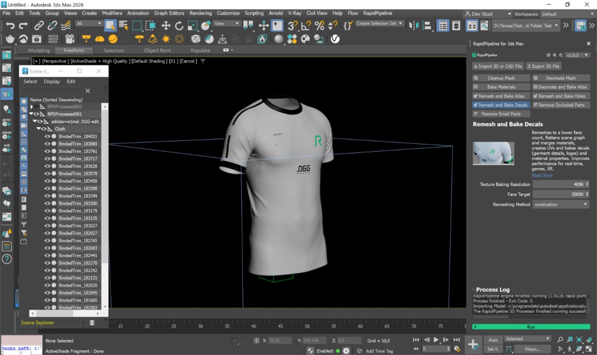 Screenshot of the input model