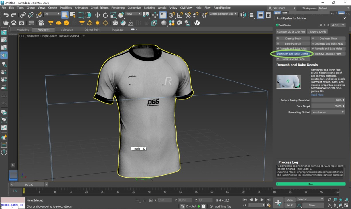 Screenshot of the input model