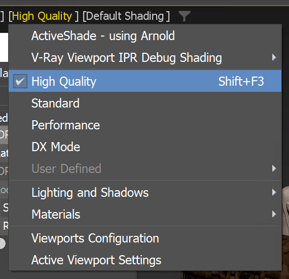 Screenshot of the Edged Faces option in the menu