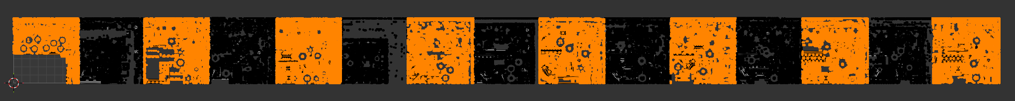 Screenshot of a UDIM layout with 15 tiles