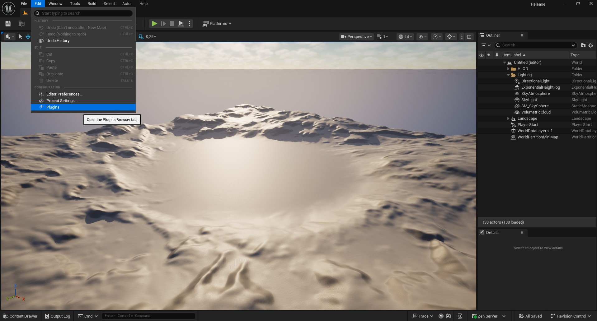 Screenshot of the Plugins Menu