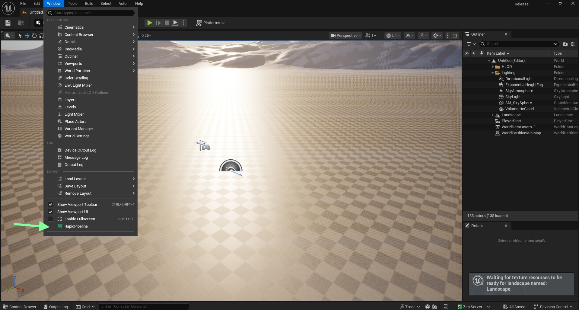 Screenshot of the RapidPipeline Menu