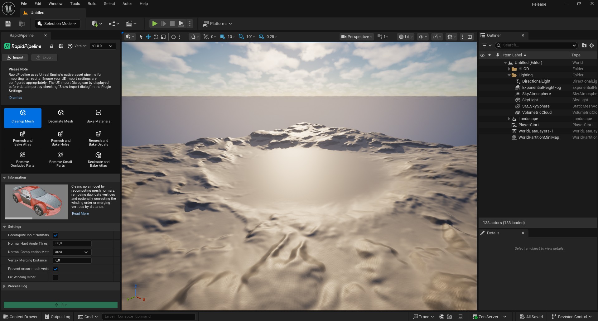 Screenshot of the RapidPipeline Plugin